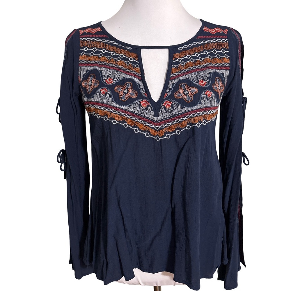 Abercrombie & Fitch Navy Embroidered Blouse